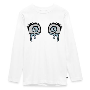 Yeux comiques larmes tristes - T-shirt manches longues Premium Ado - blanc - Devant - AI Model Kid Female (0cm)