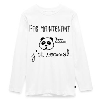 pas maintenant j'ai sommeil,humour,réveil,matin - T-shirt manches longues Premium Ado - blanc - Devant - AI Model Kid Female (0cm)