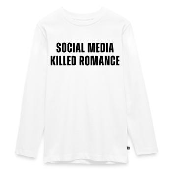 social media killed romance - Teenager Premium Organic Long Sleeve Shirt - white - Front - AI Model Kid Female (0cm)