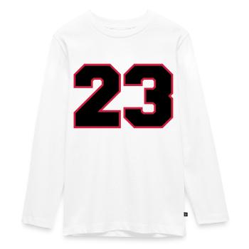Number23 - Teenager Premium Organic Long Sleeve Shirt - white - Front - AI Model Kid Female (0cm)