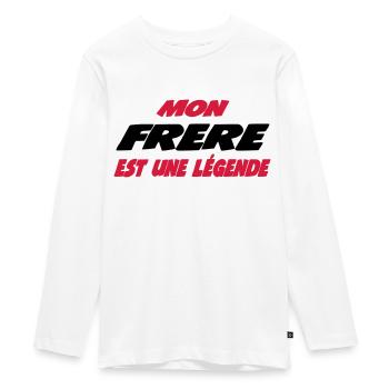 Mon frère est une légende 111 - Teenager Premium Bio Langarmshirt - Weiß - Vorne - AI Model Kid Female (0cm)