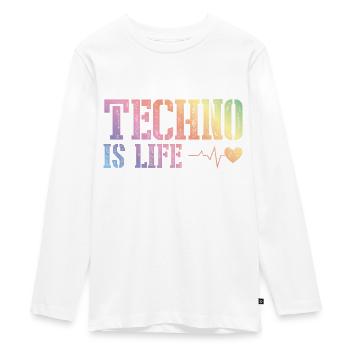 techno is alive - Teenager Premium Organic Long Sleeve Shirt - white - Front - AI Model Kid Female (0cm)