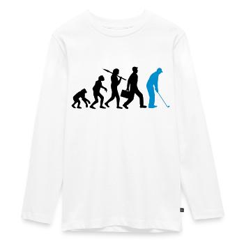 Golf spielen Evolution - Teenager Premium Bio Langarmshirt - Weiß - Vorne - AI Model Kid Female (0cm)