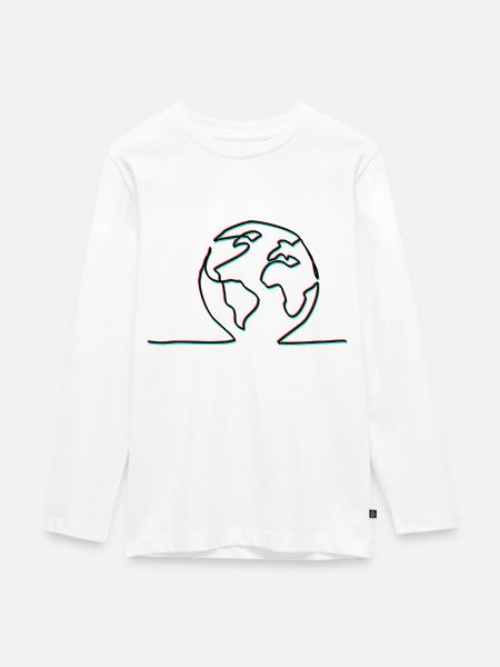 one line earth - Teenager Premium Bio Langarmshirt - Weiß