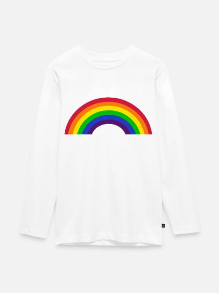 Regenbogen - Teenager Premium Bio Langarmshirt - Weiß