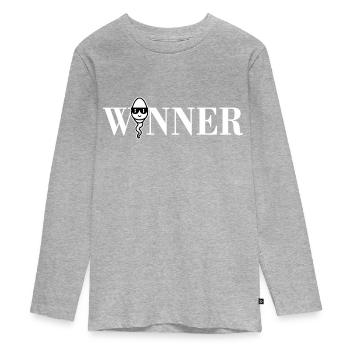 Winner Spermien - Teenager Premium Bio Langarmshirt - Grau meliert - Vorne