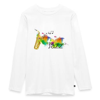 Beau design jazz pour les fans de jazz et les saxophonistes - T-shirt manches longues Premium Ado - blanc - Devant - AI Model Kid Female (0cm)
