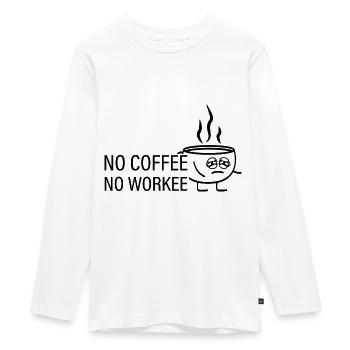 Cartoon coffee mug no coffee no work - Teenager Premium Organic Long Sleeve Shirt - white - Front - AI Model Kid Female (0cm)
