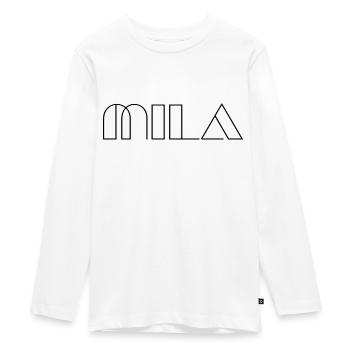 Name Mila Modern Black - Teenager Premium Organic Long Sleeve Shirt - white - Front - AI Model Kid Female (0cm)