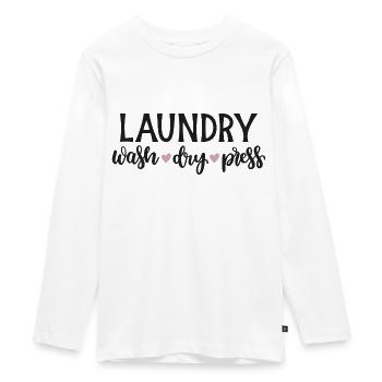 Laver et repasser - T-shirt manches longues Premium Ado - blanc - Devant - AI Model Kid Female (0cm)