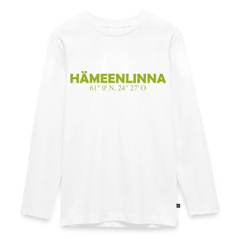Hämeenlinna Finland Coordinates Longitude Latitude - Teenager Premium Organic Long Sleeve Shirt - white - Front - AI Model Kid Female (0cm)