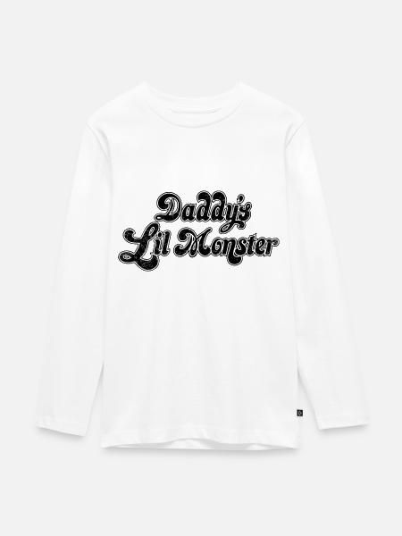 Harley Quinn Daddy's Lil Monster - Teenager Premium Bio Langarmshirt - Weiß