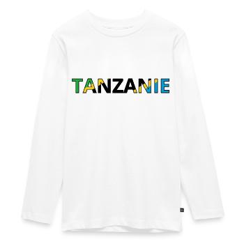 Flag of Tanzania - Teenager Premium Organic Long Sleeve Shirt - white - Front - AI Model Kid Female (0cm)