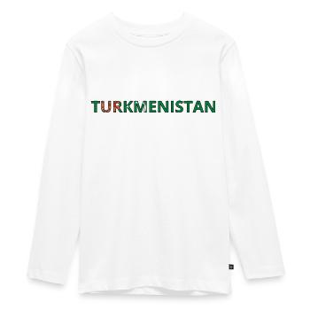 Flag of Turkmenistan - Teenager Premium Organic Long Sleeve Shirt - white - Front - AI Model Kid Female (0cm)