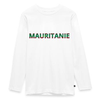 Flag of Mauritania - Teenager Premium Organic Long Sleeve Shirt - white - Front - AI Model Kid Female (0cm)