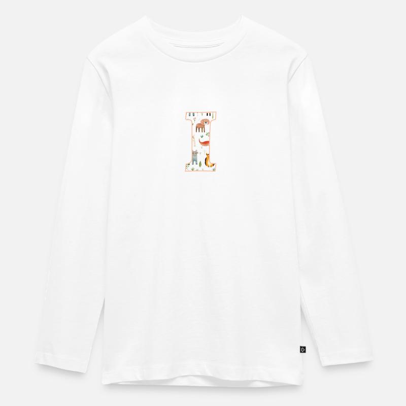Buchstabe I, Monogramm, Tiermuster - Teenager Premium Bio Langarmshirt - Weiß