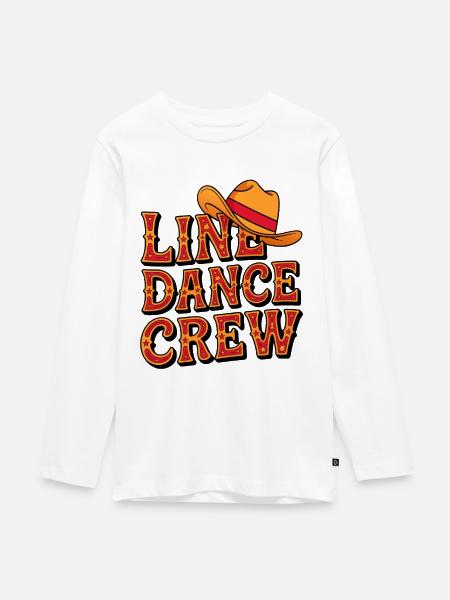 Linedance Crew Line Dance Mannschaft - Teenager Premium Bio Langarmshirt - Weiß