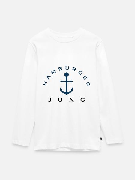 Hamburg Hamburger Jung Spruch - Teenager Premium Bio Langarmshirt - Weiß