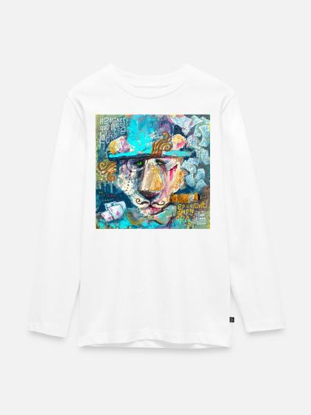 Bourgeois Löwe - Teenager Premium Bio Langarmshirt - Weiß