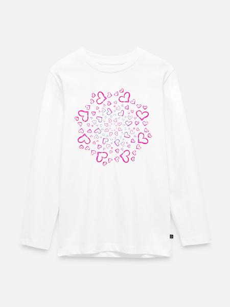 Mandala pinke Herzchen - Teenager Premium Bio Langarmshirt - Weiß