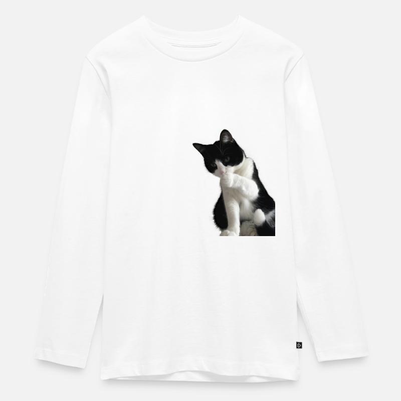 Chat noir et blanc - T-shirt manches longues Premium Ado - blanc