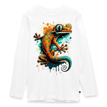 Echse Farbenfroh - Gecko Salamander Eidechse - Teenager Premium Bio Langarmshirt - Weiß - Vorne - AI Model Kid Female (0cm)