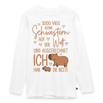 So viele Schwestern - Capybara - Kleine Schwester - Teenager Premium Bio Langarmshirt - Weiß - Vorne - AI Model Kid Female (0cm)