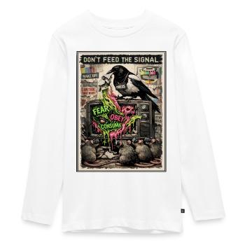 Don't Feed The Signal Media Review - Teenager Premium Organic Long Sleeve Shirt - white - Front - AI Model Kid Female (0cm)