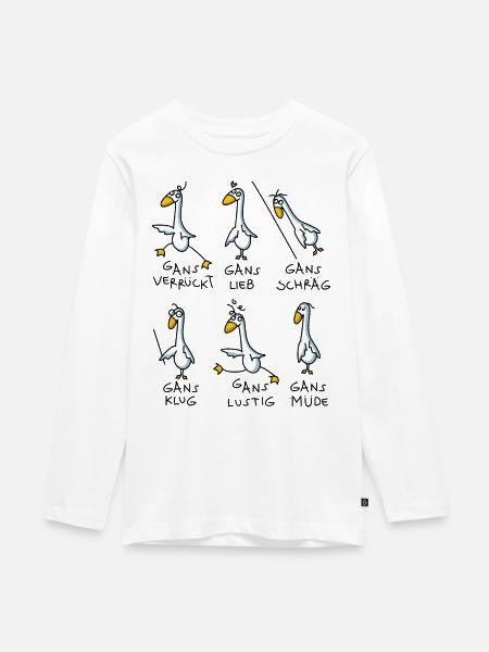Gans lustig - Teenager Premium Bio Langarmshirt - Weiß