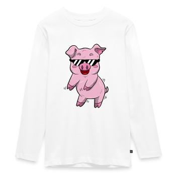 Flossing pig - Teenager Premium Organic Long Sleeve Shirt - white - Front - AI Model Kid Female (0cm)