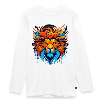 Löwenkopf mit Mähne, farbig - Teenager Premium Bio Langarmshirt - Weiß - Vorne - AI Model Kid Female (0cm)