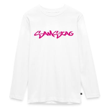 Saturday, available every weekday, nettsfetz.de - Teenager Premium Organic Long Sleeve Shirt - white - Front - AI Model Kid Female (0cm)