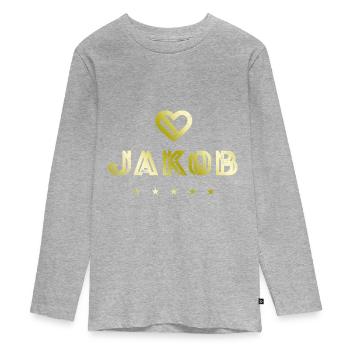 Jakob Herz - T-shirt manches longues Premium Ado - gris chiné - Devant
