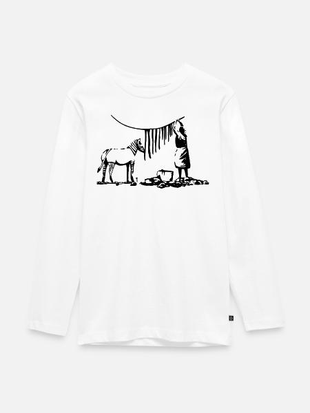Zebra street art Kunst - Teenager Premium Bio Langarmshirt - Weiß