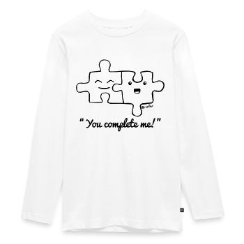 You complete me - Teenager Premium Organic Long Sleeve Shirt - white - Front - AI Model Kid Female (0cm)