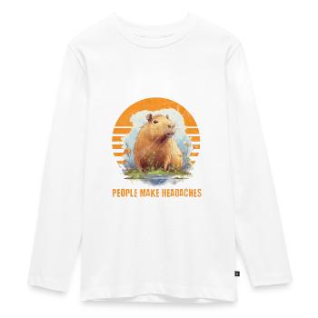 Lustiges Capybara Shirt im Retro Vintage Style - Teenager Premium Bio Langarmshirt - Weiß - Vorne - AI Model Kid Female (0cm)