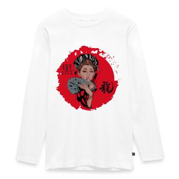 Japanese Geisha - Teenager Premium Bio Langarmshirt - Weiß - Vorne - AI Model Kid Female (0cm)