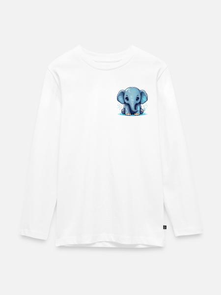 Baby-Elefant - Teenager Premium Bio Langarmshirt - Weiß