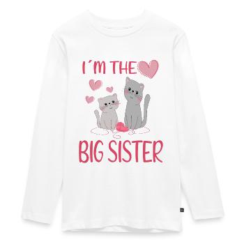 Große Schwester Katzen Design - Teenager Premium Bio Langarmshirt - Weiß - Vorne - AI Model Kid Female (0cm)