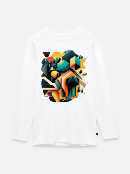 Abstrakte Geometrie - Teenager Premium Bio Langarmshirt - Weiß