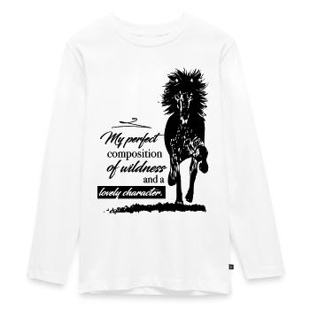 Icelandic Horse – My perfect composition - Teenager Premium Bio Langarmshirt - Weiß - Vorne - AI Model Kid Female (0cm)