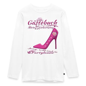 15th Birthday Girl & Boy Guestbook - Teenager Premium Organic Long Sleeve Shirt - white - Front - AI Model Kid Female (0cm)