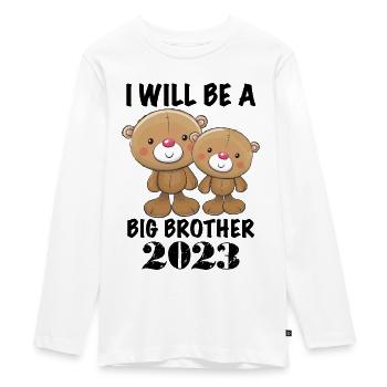 Je vais être un grand frère, un ours en peluche mignon - T-shirt manches longues Premium Ado - blanc - Devant - AI Model Kid Female (0cm)