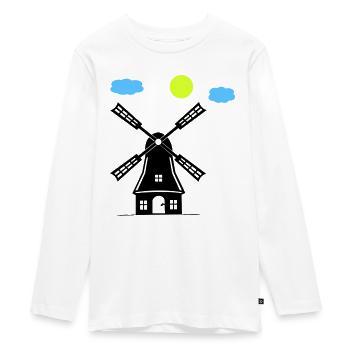 Moulin à vent - T-shirt manches longues Premium Ado - blanc - Devant - AI Model Kid Female (0cm)