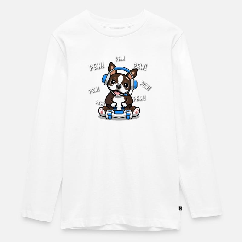 Boston terrier marrone - Maglia a maniche lunghe ecologica premium per ragazzi - bianco