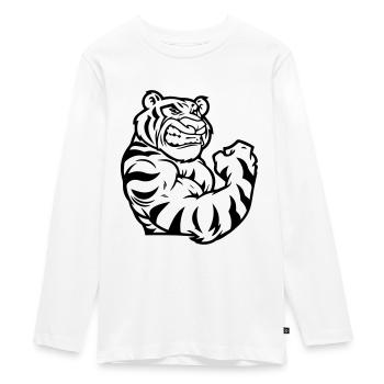 tiger biceps - Teenager Premium Organic Long Sleeve Shirt - white - Front - AI Model Kid Female (0cm)