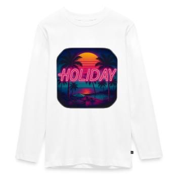 Neon Holiday Feeling – Sommer Design unter Palmen - Teenager Premium Bio Langarmshirt - Weiß - Vorne - AI Model Kid Female (0cm)