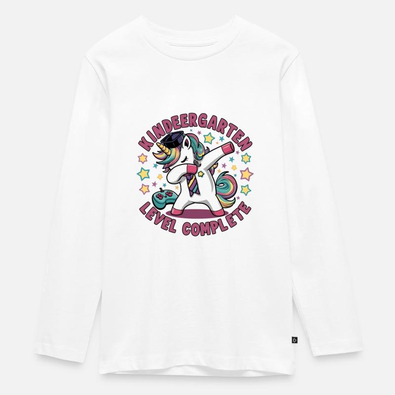 Kindergarten Level Complete - Einschulung - Teenager Premium Bio Langarmshirt - Weiß