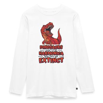 Dinosaurs Didn't Play Harmonica Mouth Harp - Teenager Premium Organic Long Sleeve Shirt - white - Front - AI Model Kid Female (0cm)