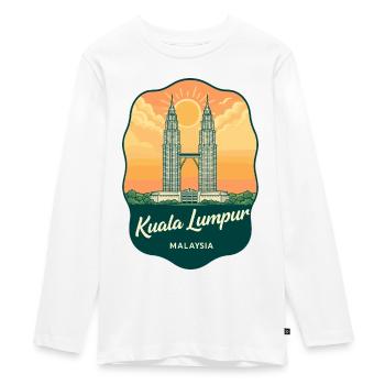 Kuala Lumpur Petronas Towers Retro-Abzeichen - Teenager Premium Bio Langarmshirt - Weiß - Vorne - AI Model Kid Female (0cm)